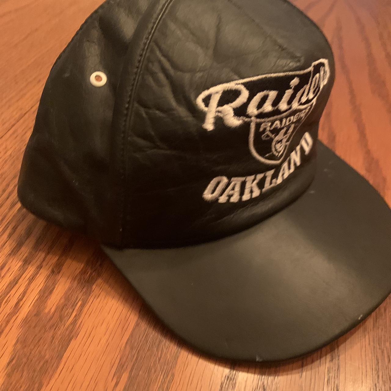 Vintage 1990s Leather Oakland Raiders SnapBack With - Depop