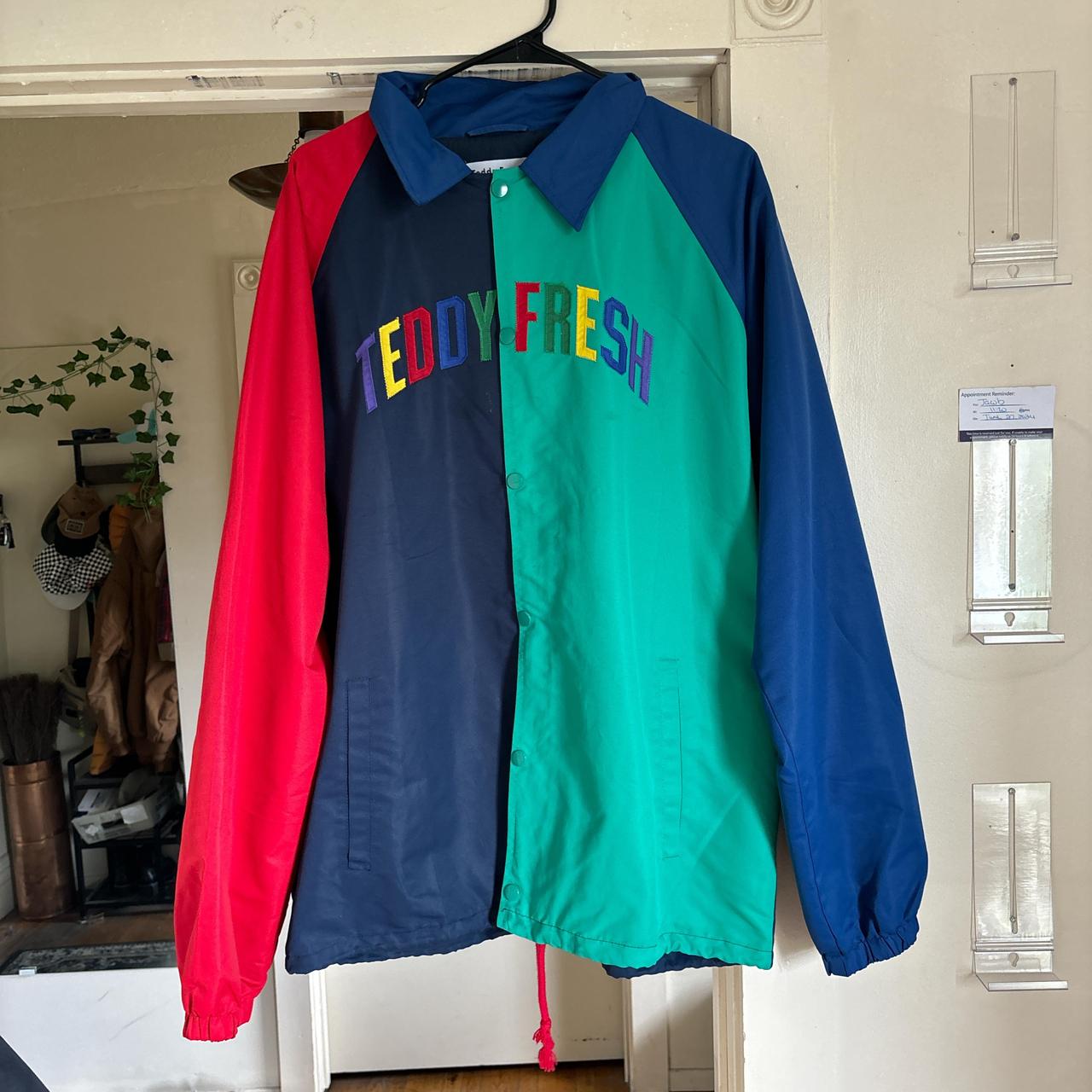Teddy fresh color block coaches jacket couple stains
