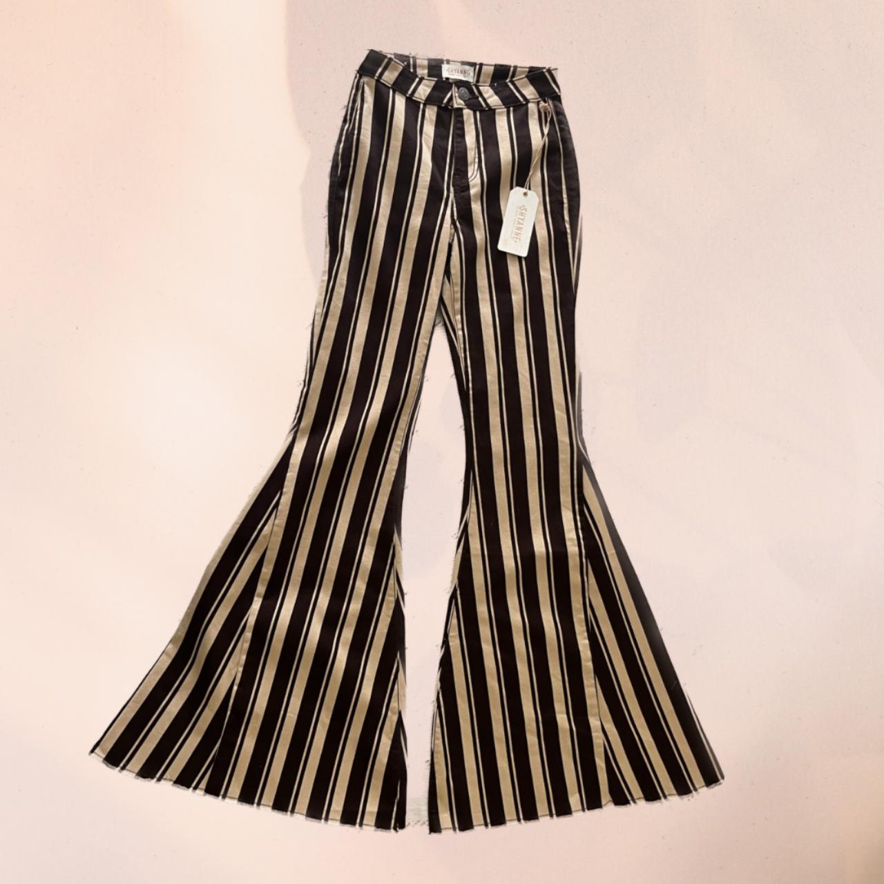SHYANNE Brown Striped Flares Bell Bottoms 🦋 NWT... - Depop