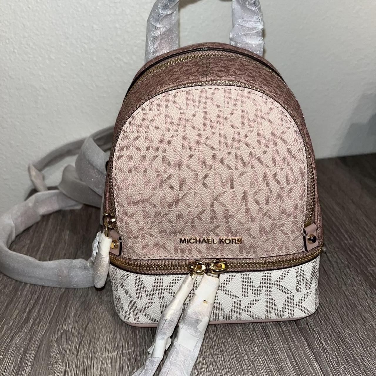 Mini MICHAEL KORS Rhea Mini Color-Block Logo Backpack: Pink, White and Gold  for Sale in Concord, CA - OfferUp