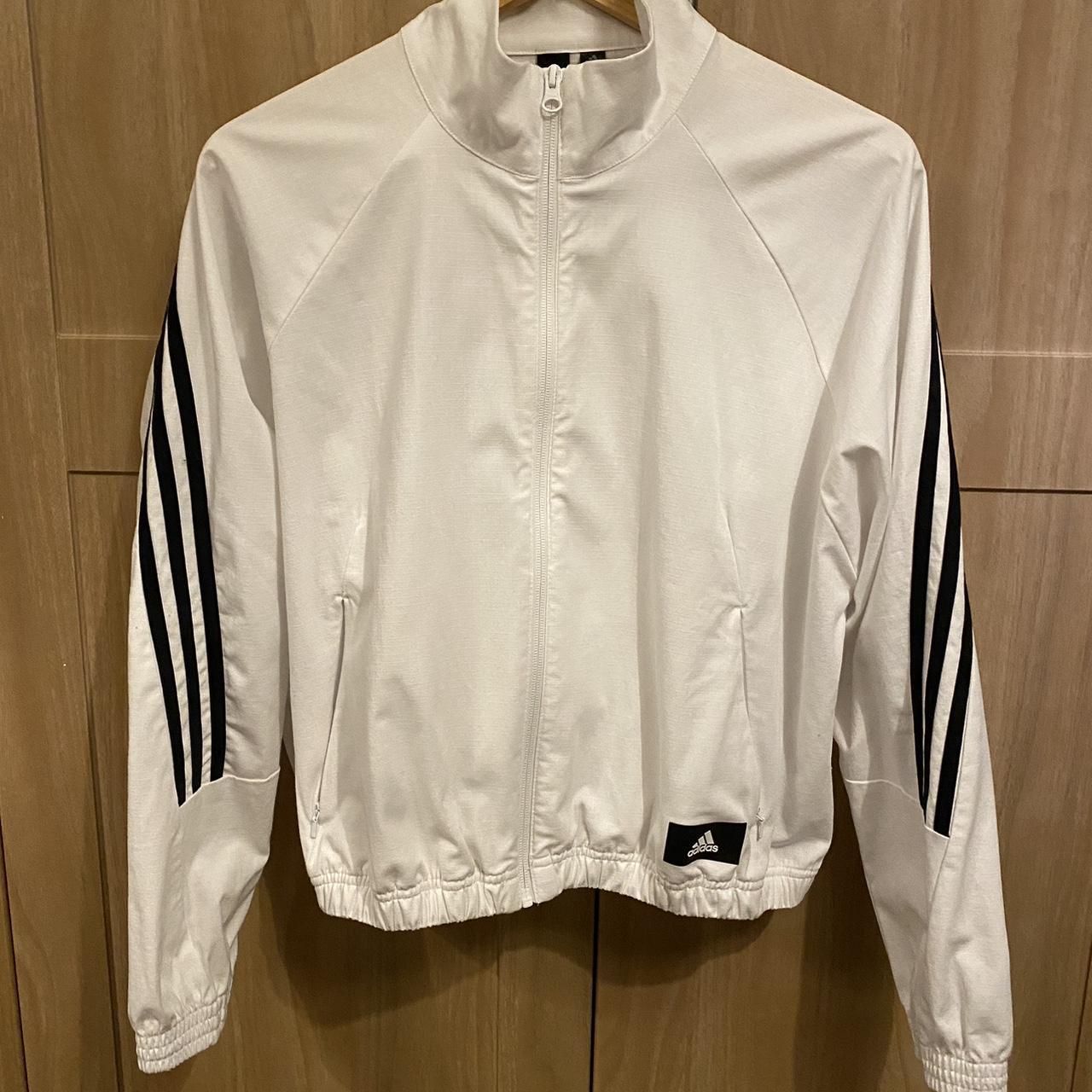 White adidas track jacket Perfect condition Size m... Depop