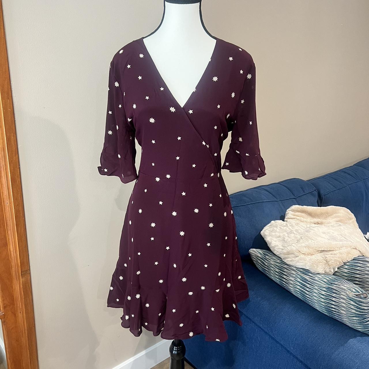 Madewell maroon star print dress size 12 Wish this