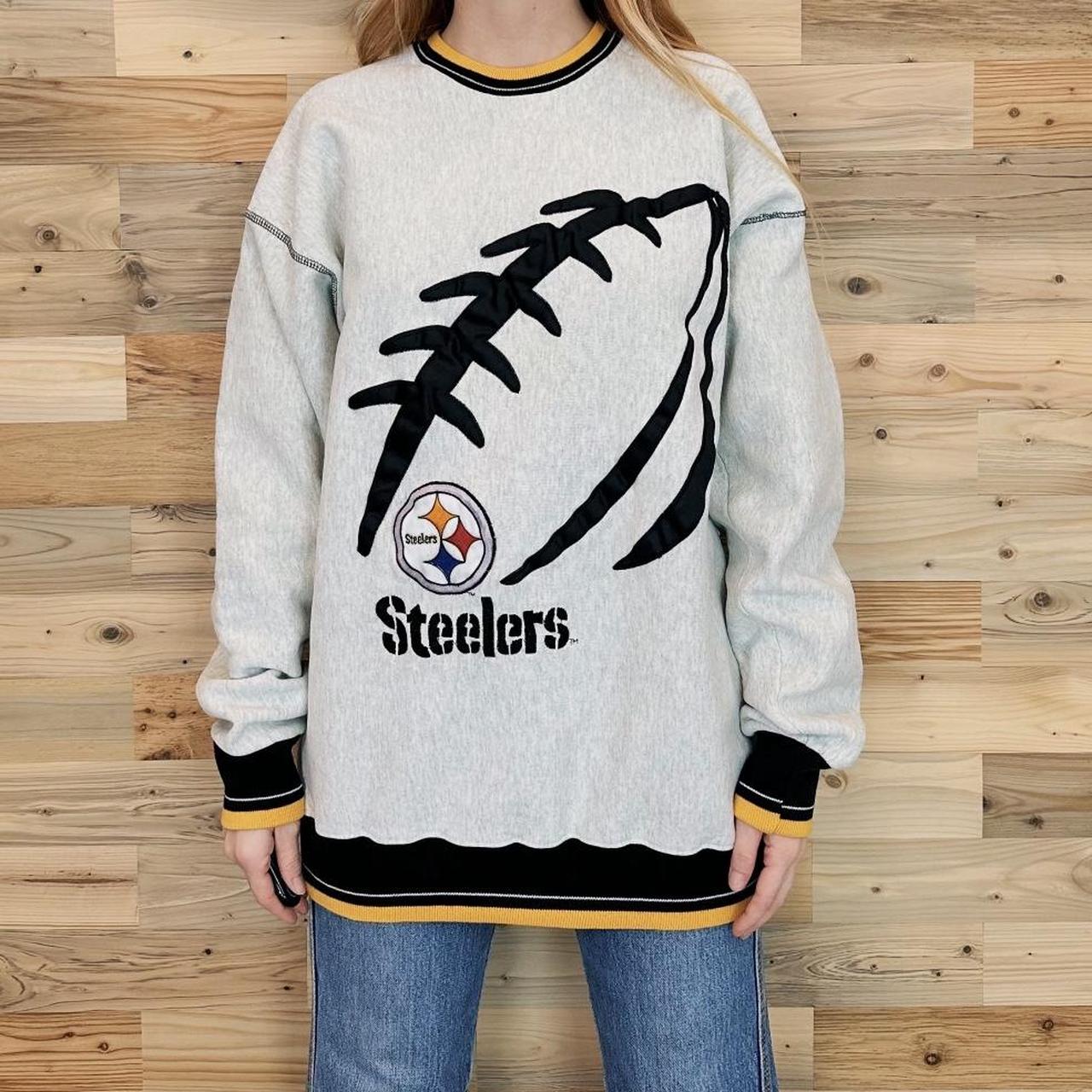 Vintage Pittsburgh Steelers sweatshirt in grey. From - Depop