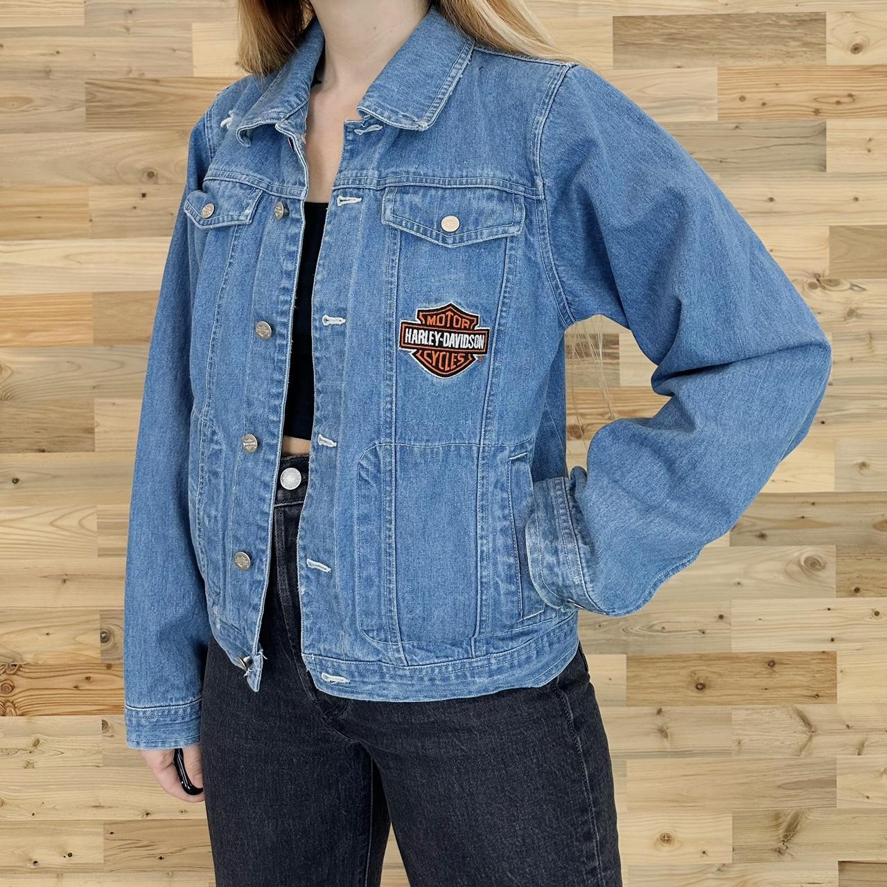 Harley davidson denim jacket womens best sale