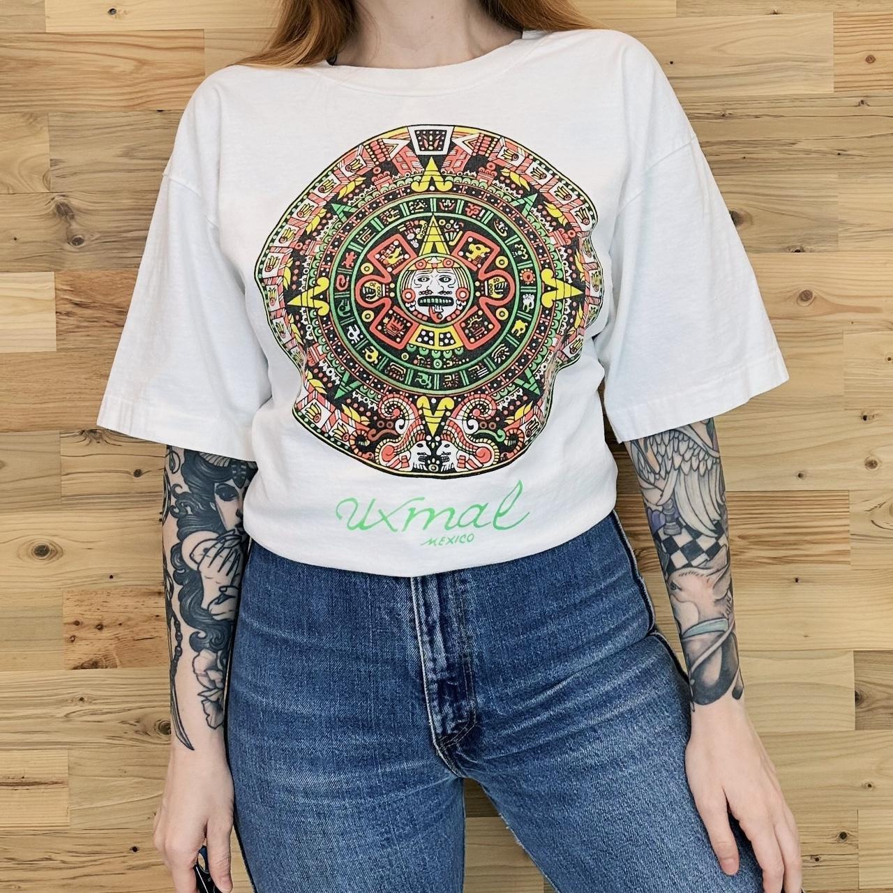 Vintage Travel Tee - 90's VTG Uxmal Mexico Art... | Depop