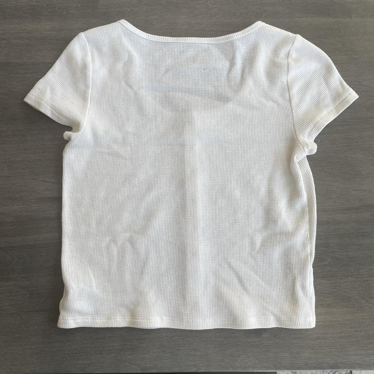 American Eagle Waffle Knit Button White Top Size: Depop