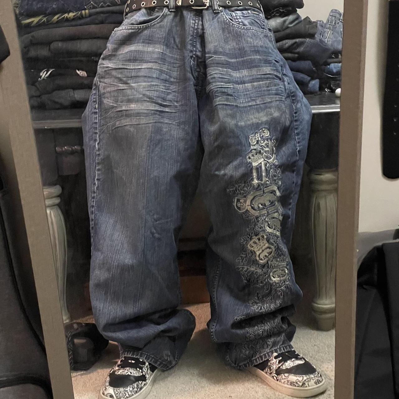 insane embroidered ecko untld jeans craziest... - Depop