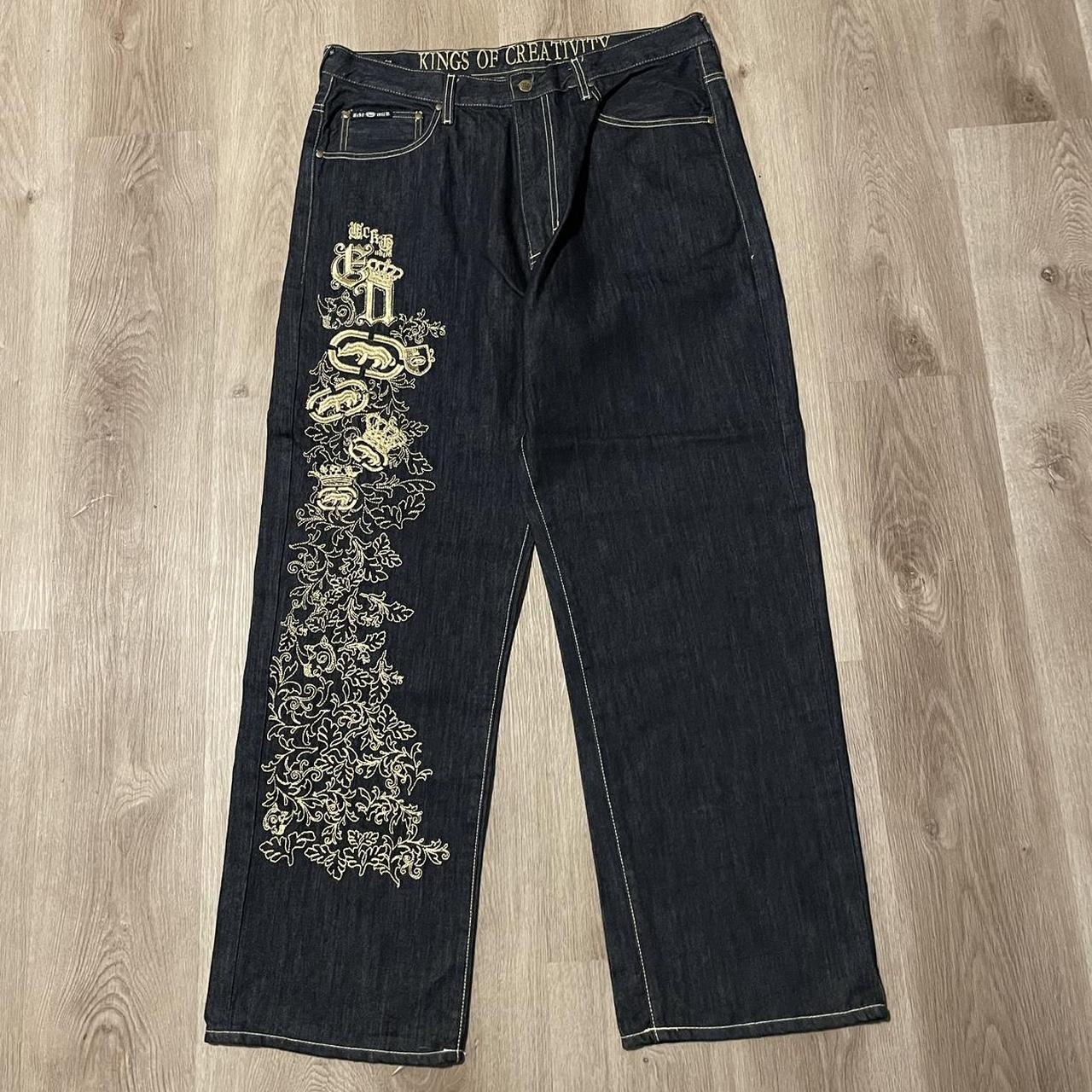 -insane embroidered ecko untld jeans -kings of... - Depop