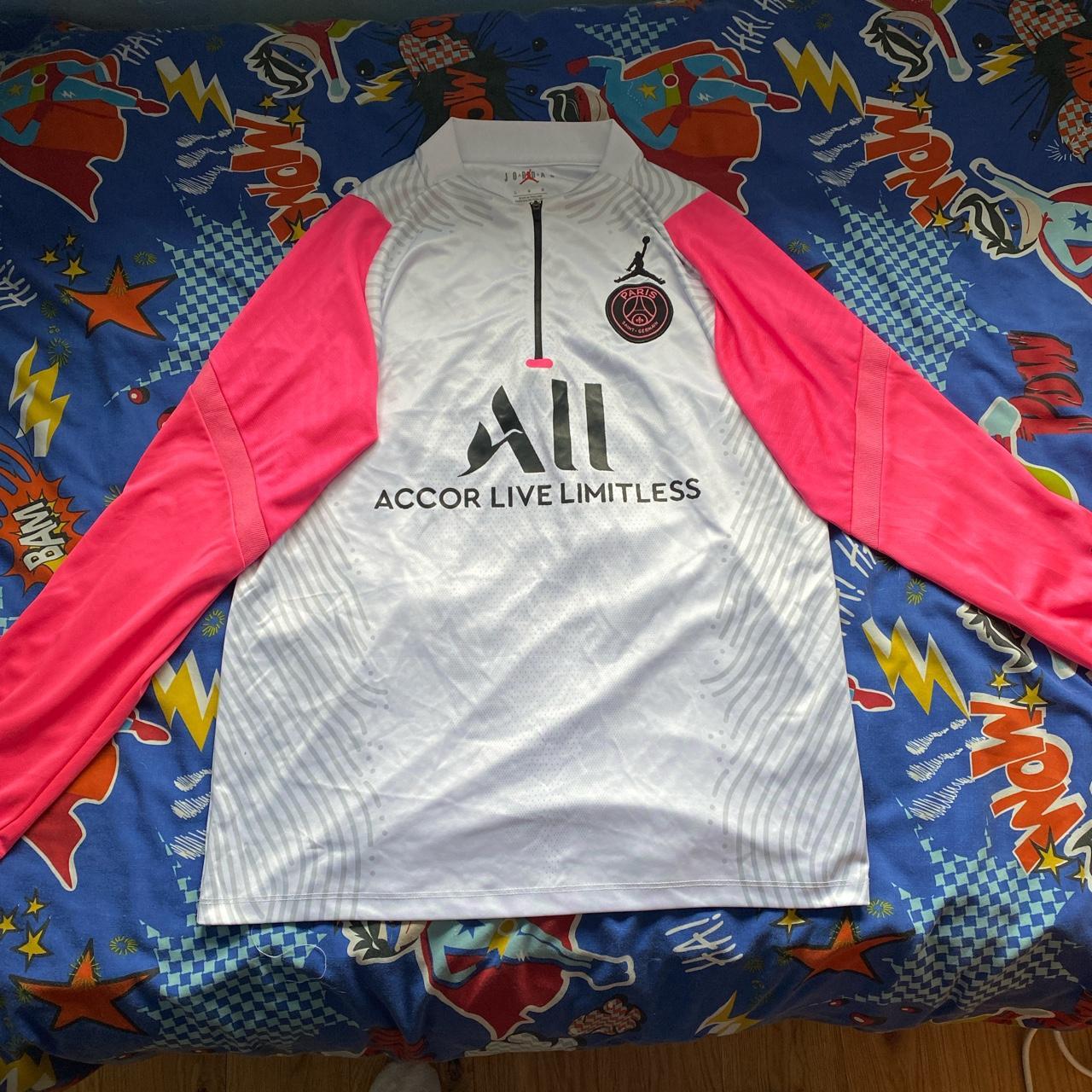 Jordan Men's White and Pink Jumper Depop