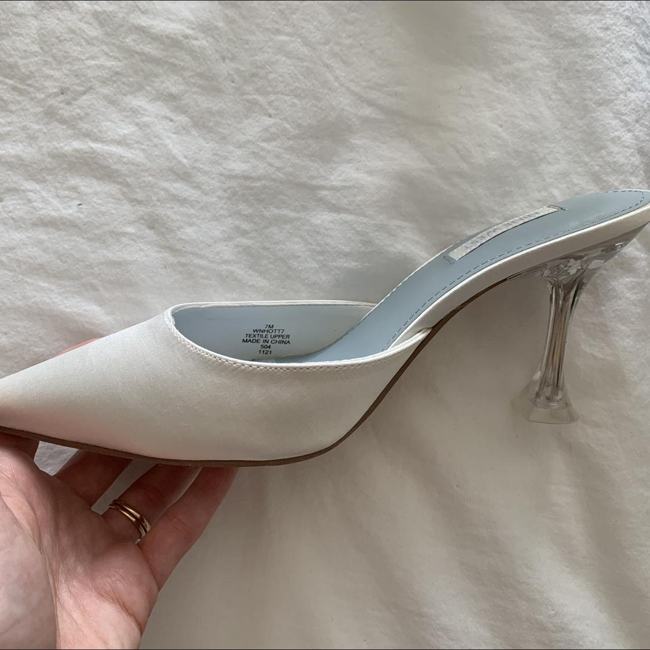 White Satin Kitten Heels - Nine West Size 7 Clear... - Depop