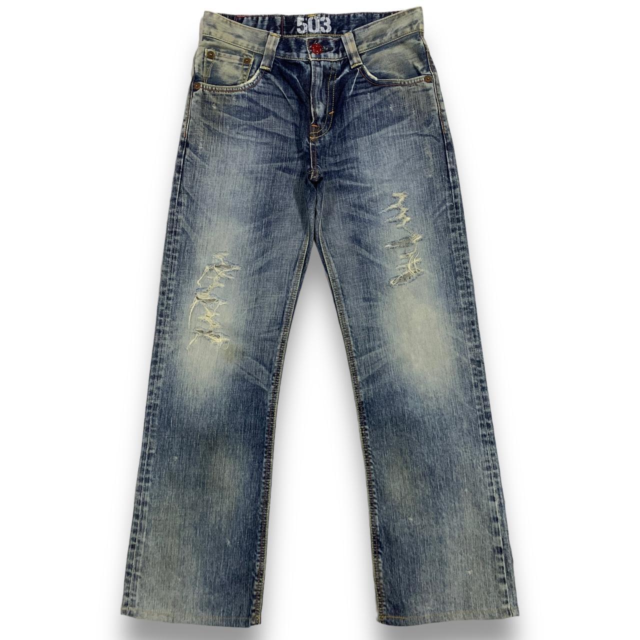 Vintage Edwin 503 Blue Trip Blue Washed Ripped...