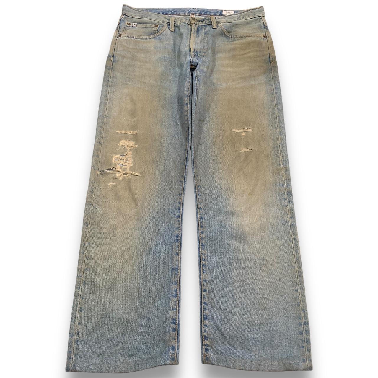 Vintage Y2K Edwin 503 Blue Trip Low Rise Flare Bell | Depop
