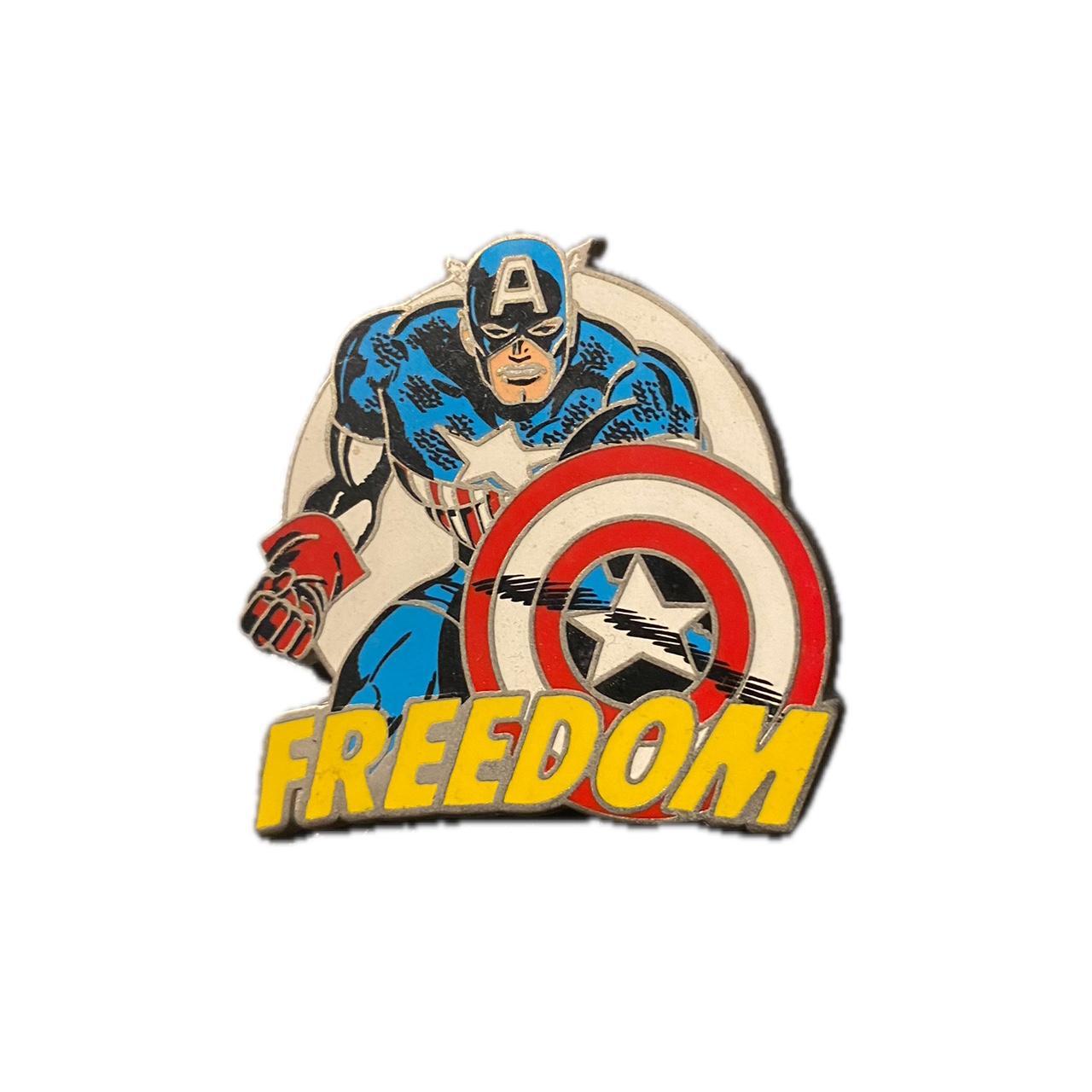 Captain America pin with a few yellow on the back of - Depop