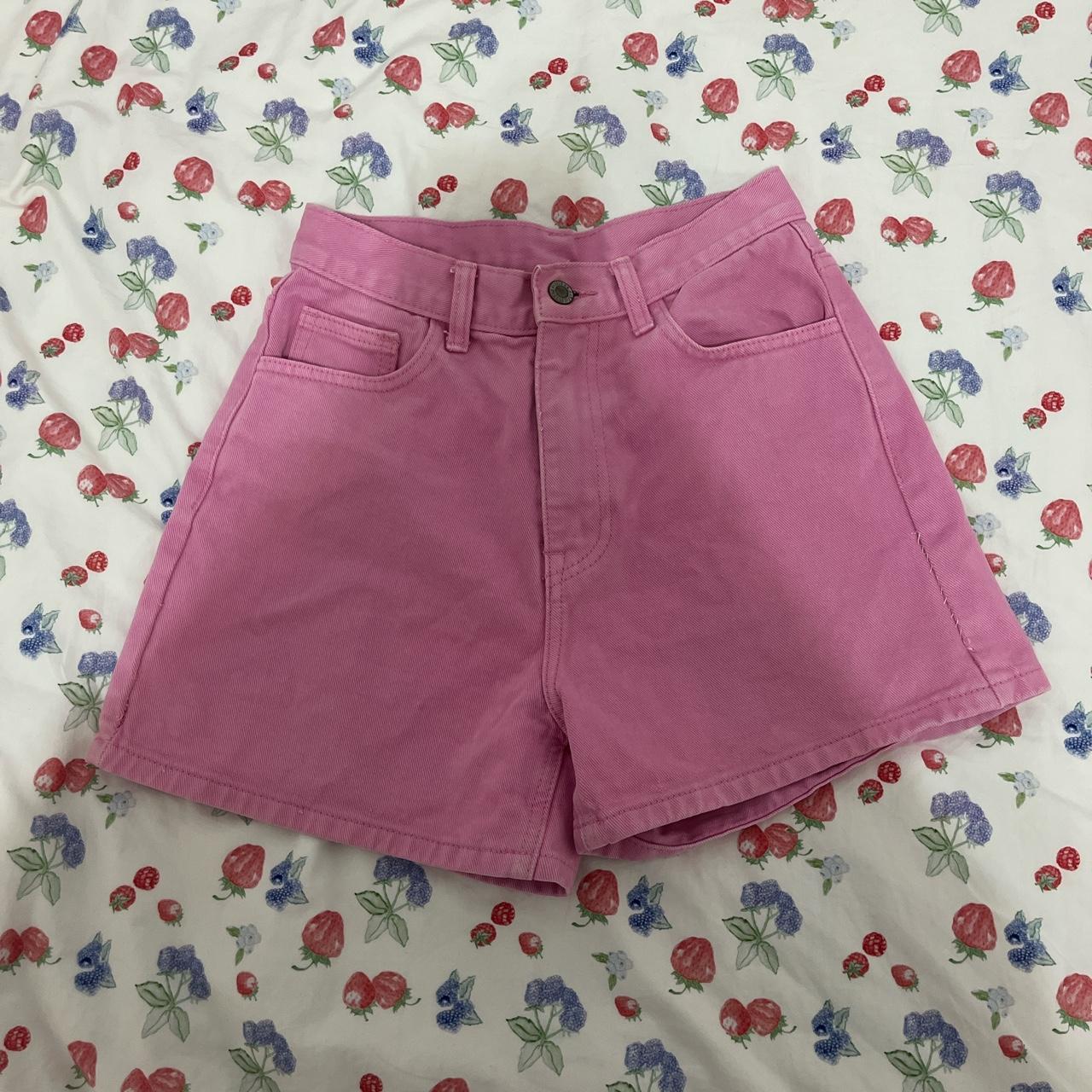 brandy melville pink jean shorts super cute just... Depop