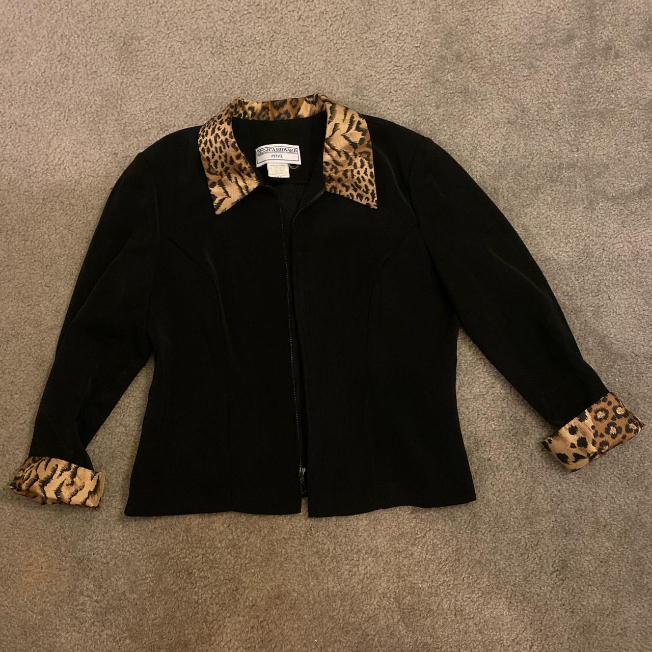 Vintage black leopard jacket 🤎 Tagged size petite... - Depop