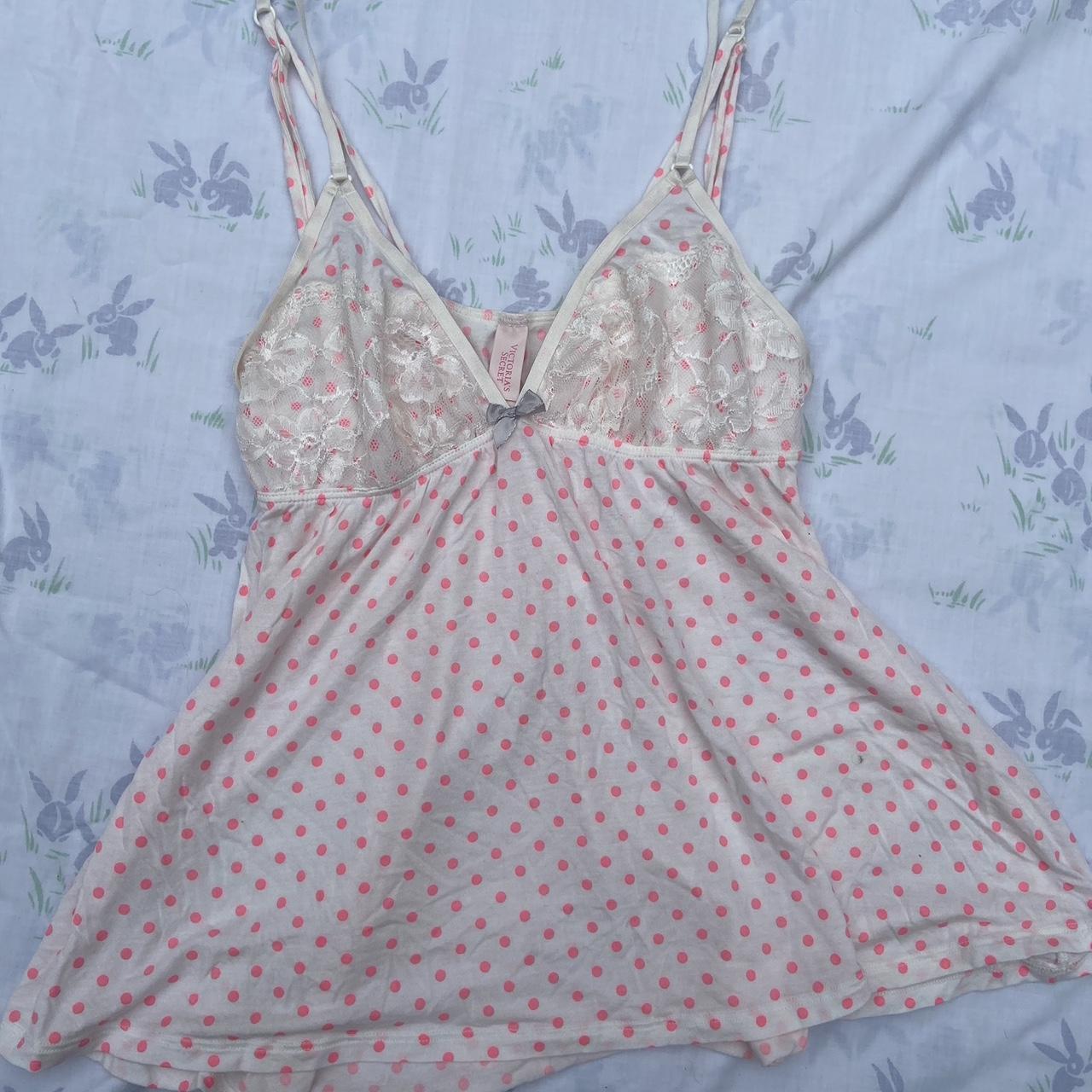 Women's Victoria Secret Lace Tank Top Polka Dot Depop