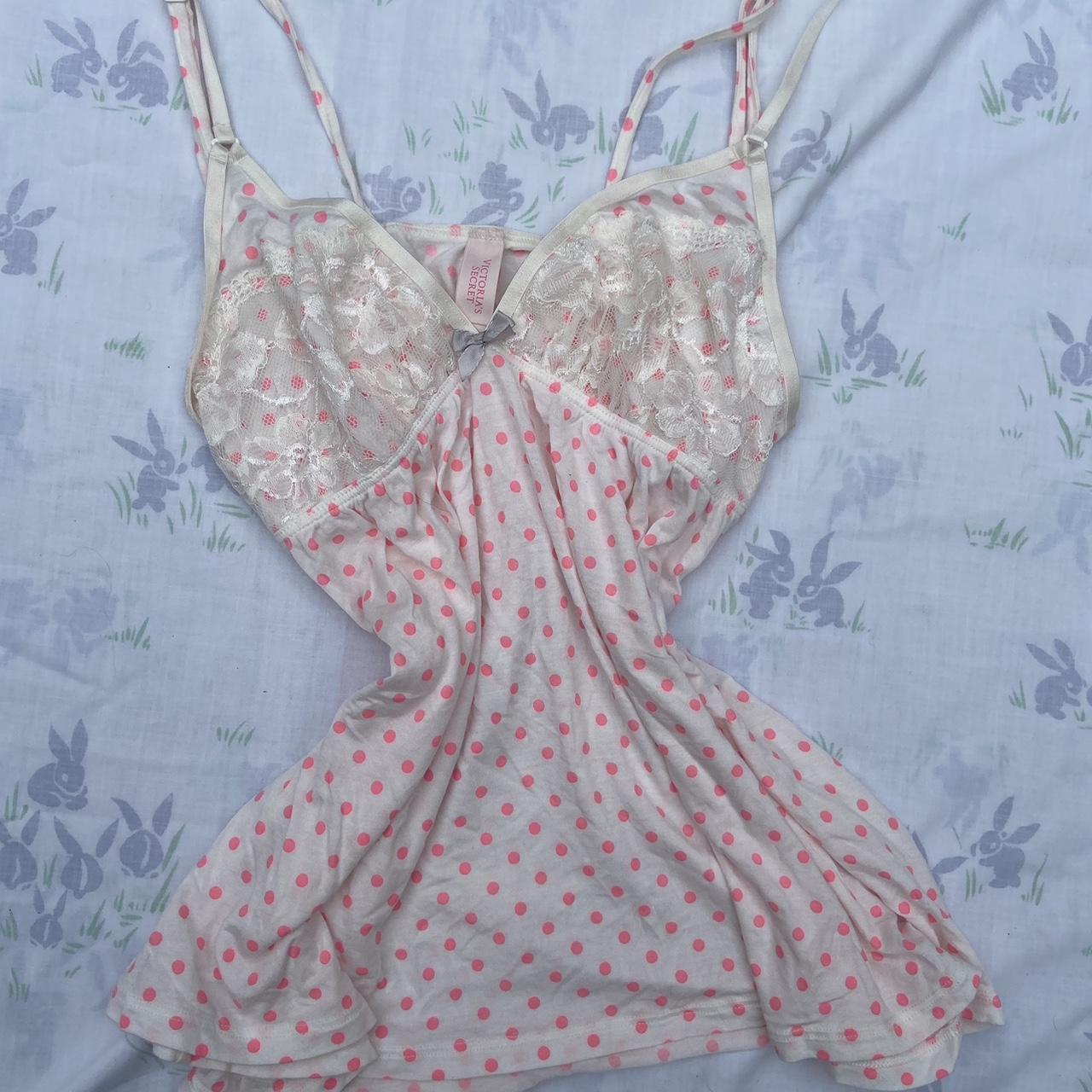 Women's Victoria Secret Lace Tank Top Polka Dot Depop