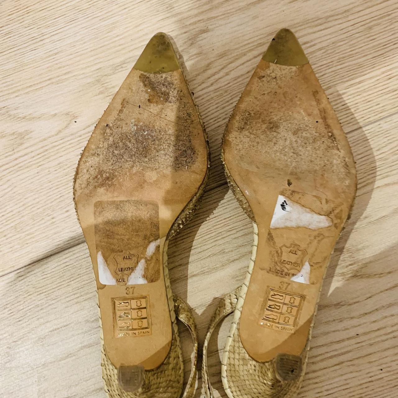 LK Bennett slingback heels in cream/gold in snake... - Depop