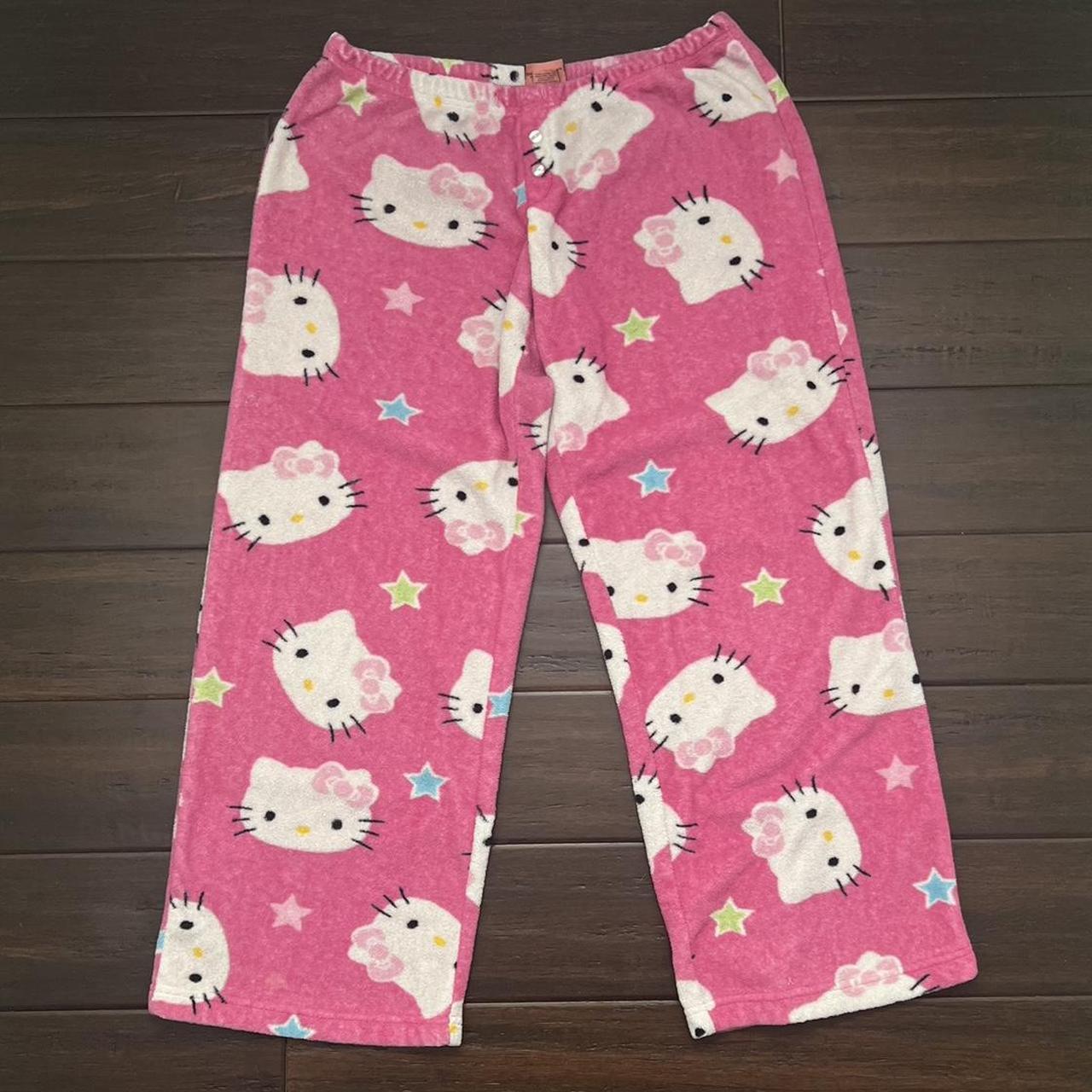 Pink Sanrio Hello Kitty Pajama Bottoms Size: L In... - Depop