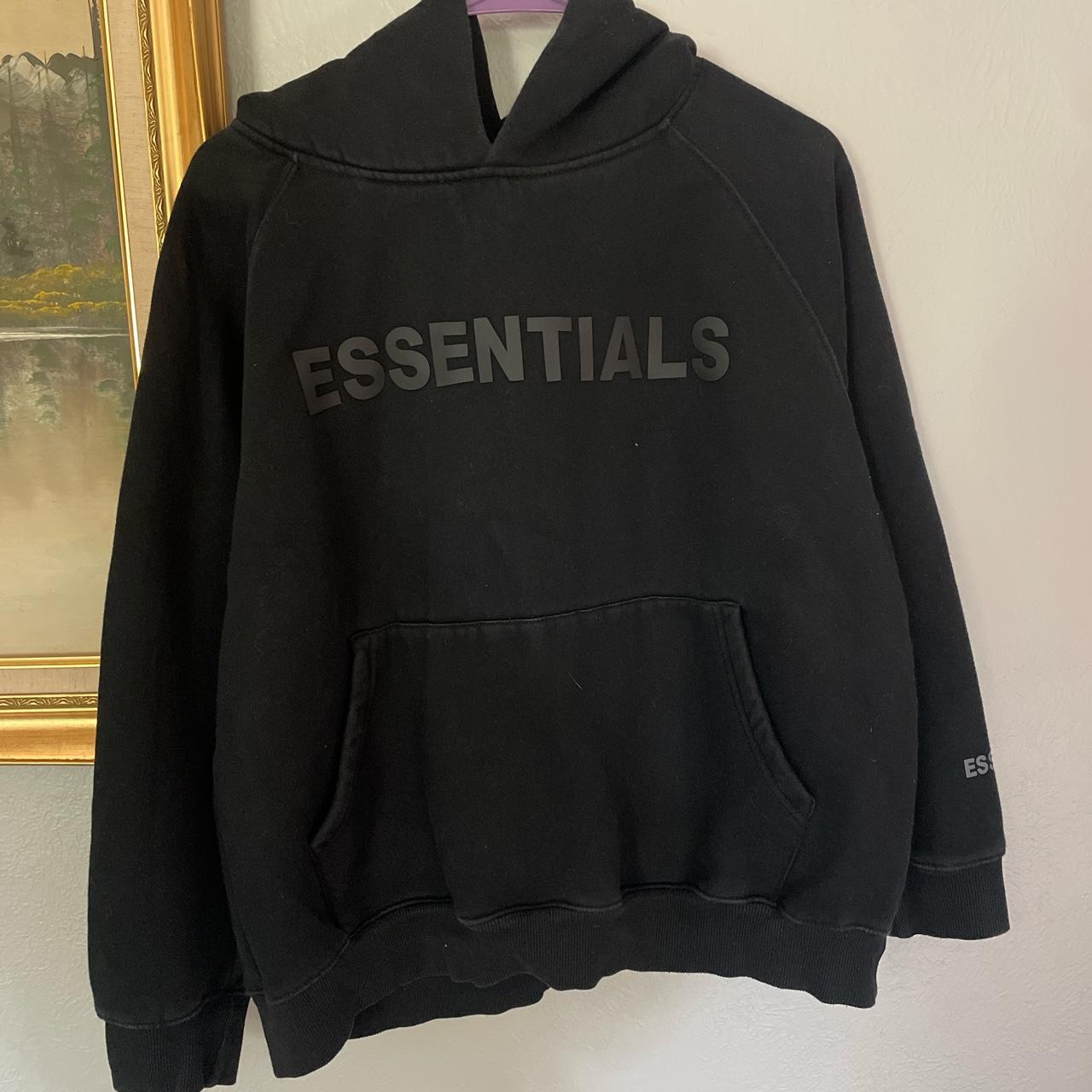 Essentials Men's Black Hoodie | Depop