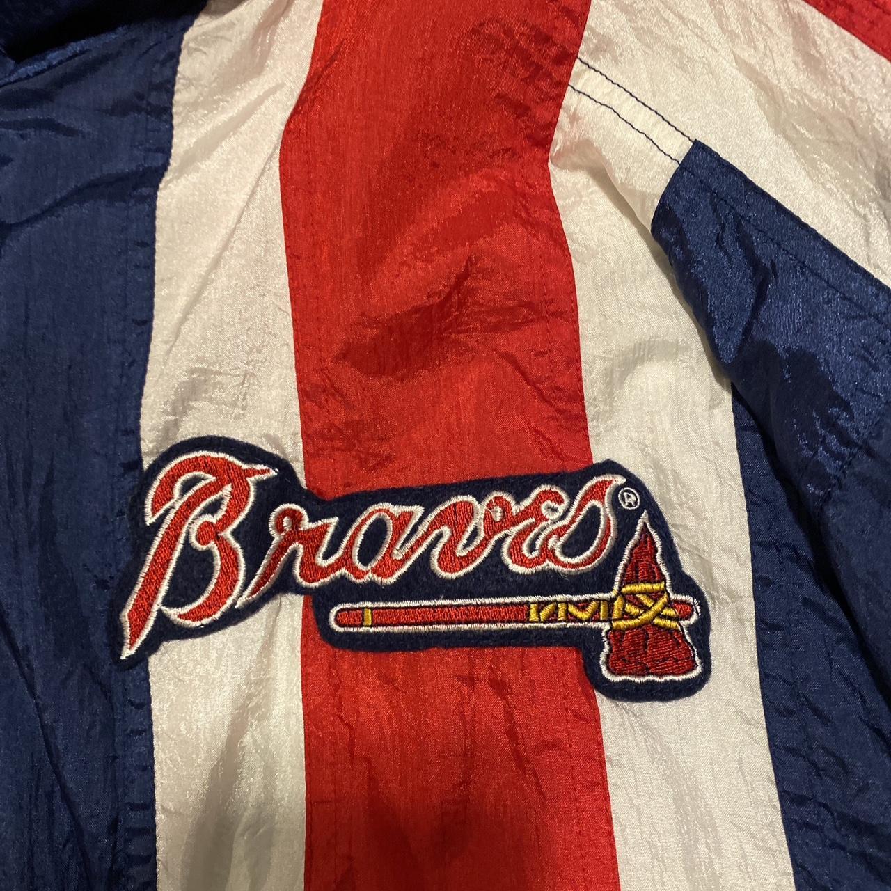 Vintage Starter Atlanta Braves Satin Jacket Men's - Depop