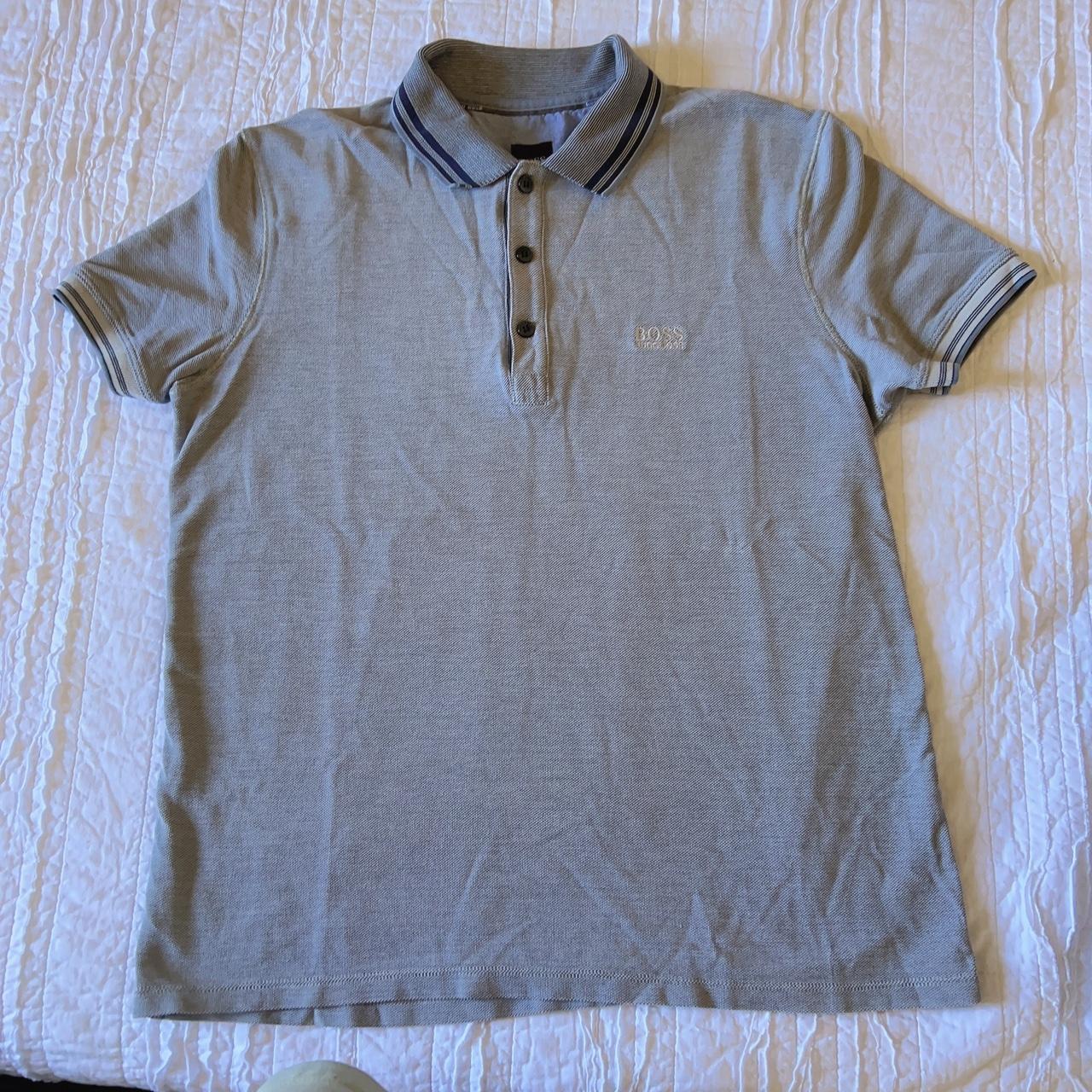 Hugo Boss Men's Grey Polo-shirts | Depop