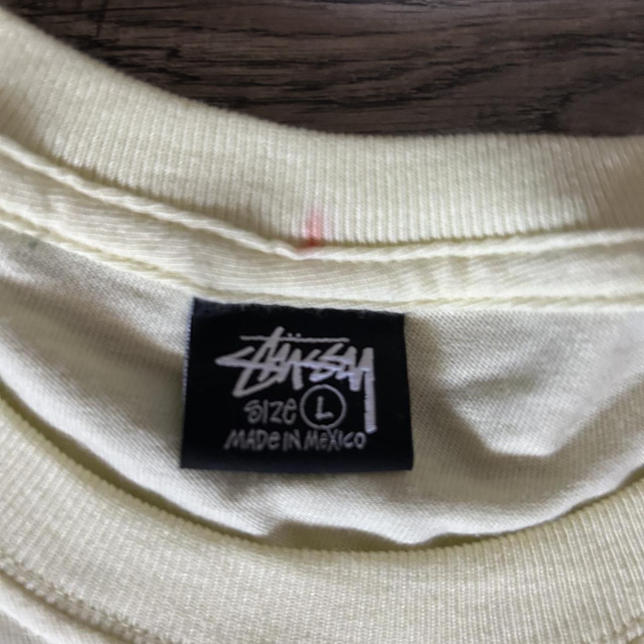 Stussy T Shirt Size L Light Yellow And Blue Minor - Depop