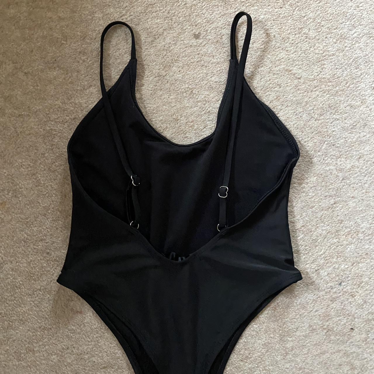 Missguided black high leg scoop back swimsuit. Size... - Depop