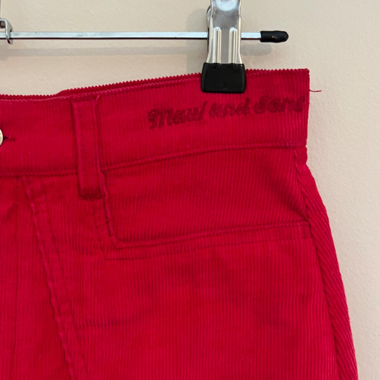 Vintage red midi skirt in cord Would fit an XS Super... - Depop