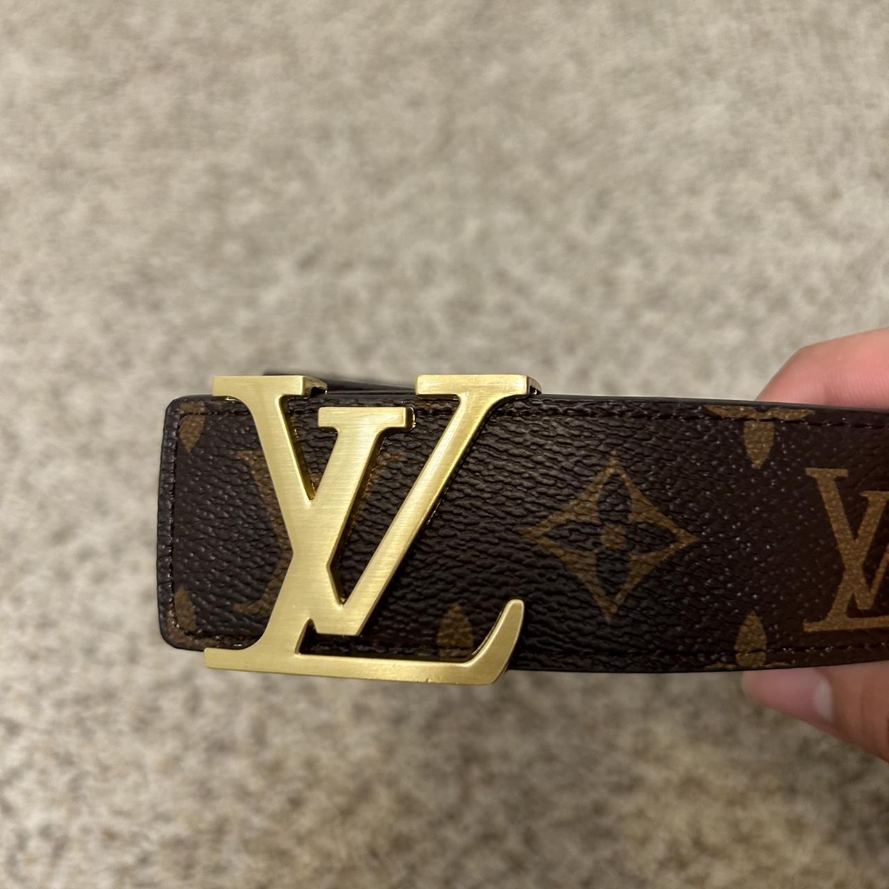 Louis Vuitton Belt; Brown and Gold Buckle Monogram - Depop