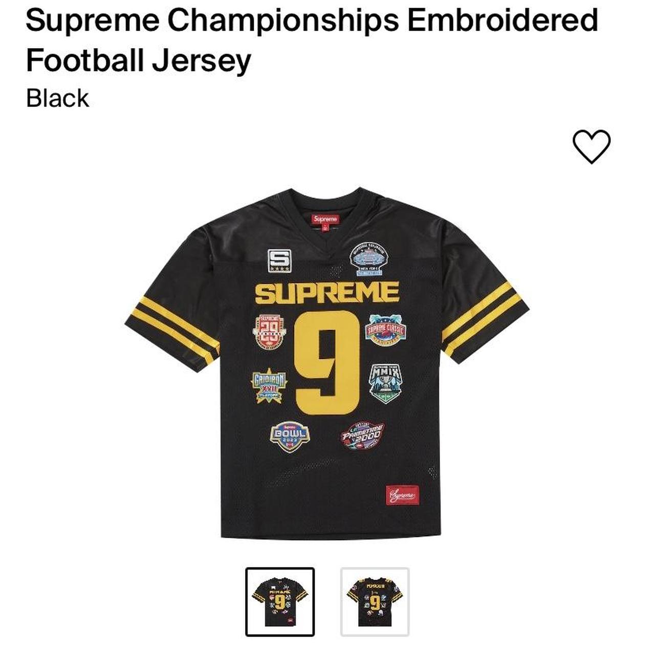 Supreme Championships Embroidered Football Jersey Black