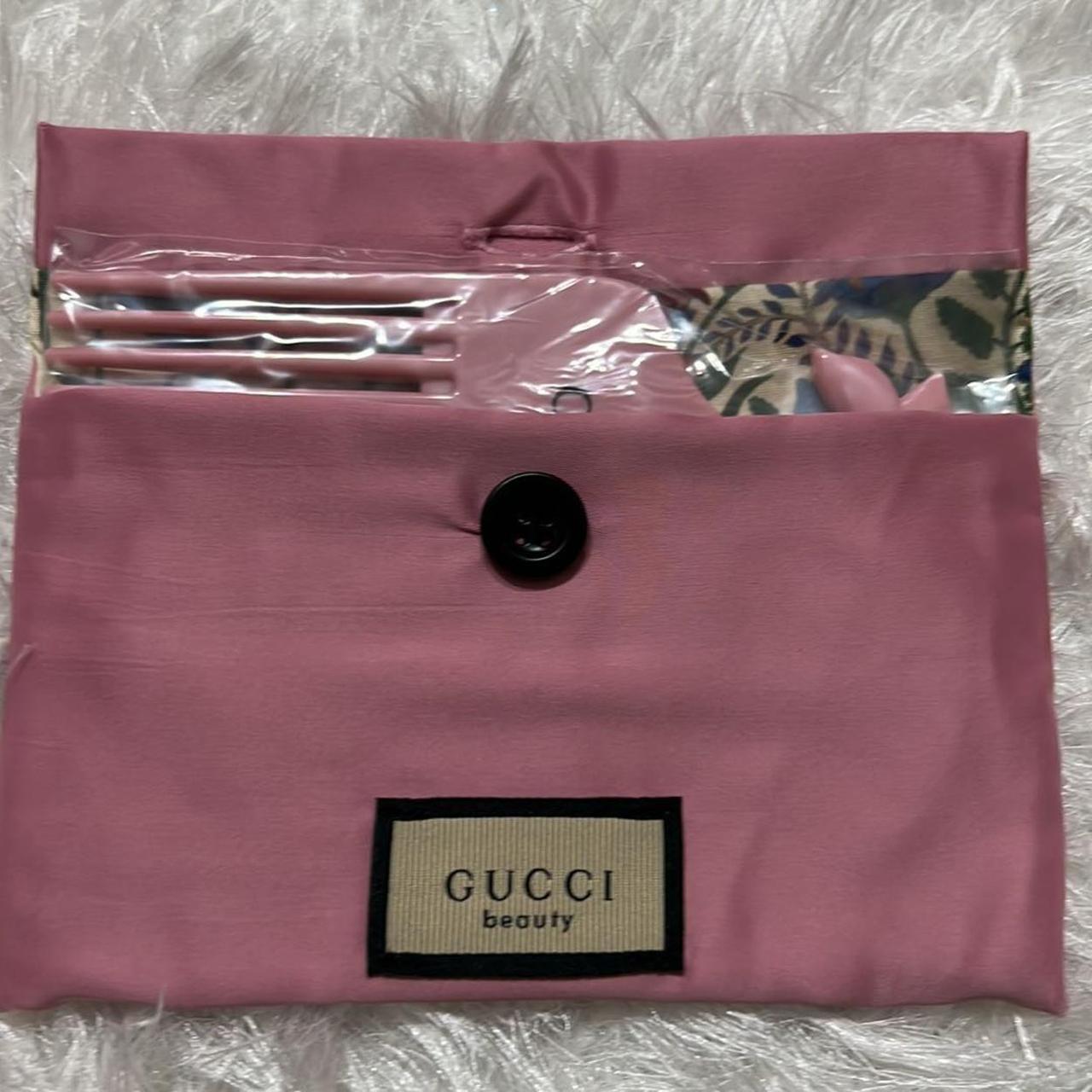 GUCCI NEW DUSTY MAUVE PINK SILK POUCH WITH HAIR