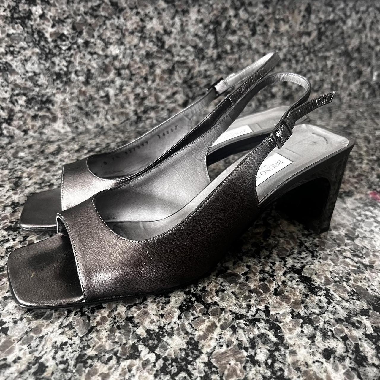 Bruno Magli silver metallic slingback heels size Depop