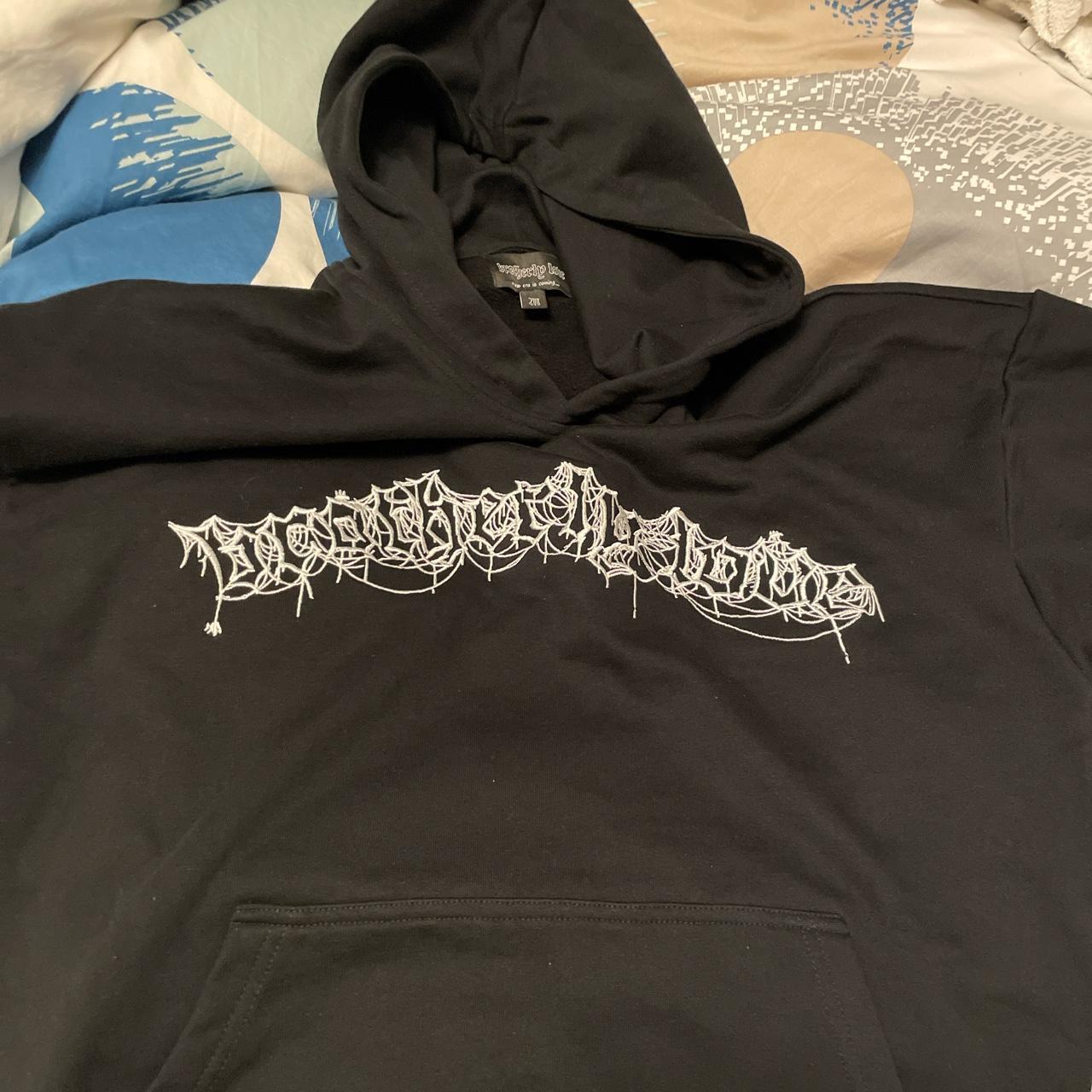 Men's Black and White Hoodie | Depop