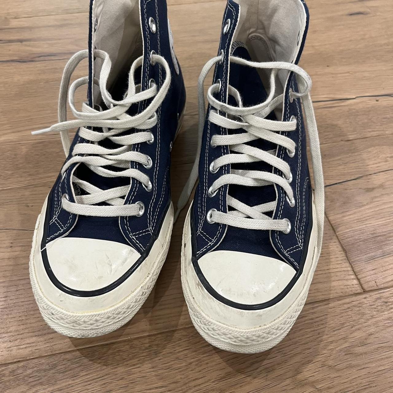 These converse are platform navy blue and aren’t... - Depop