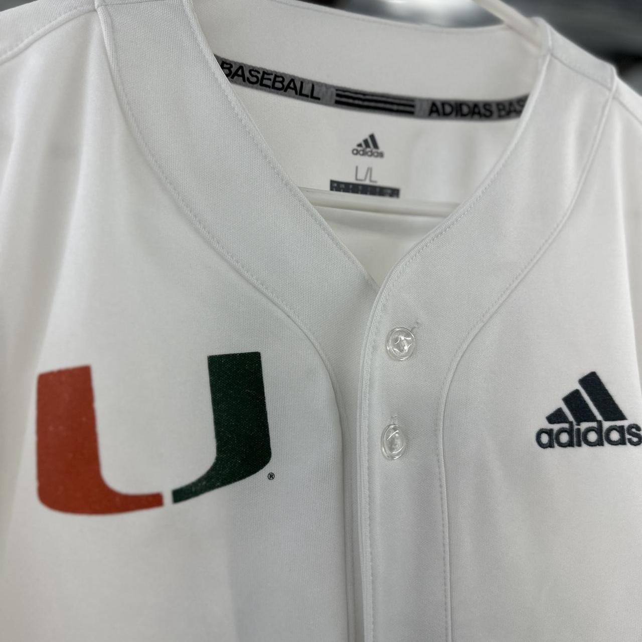 Men's adidas Black Miami Hurricanes Two-Button Baseball Jersey