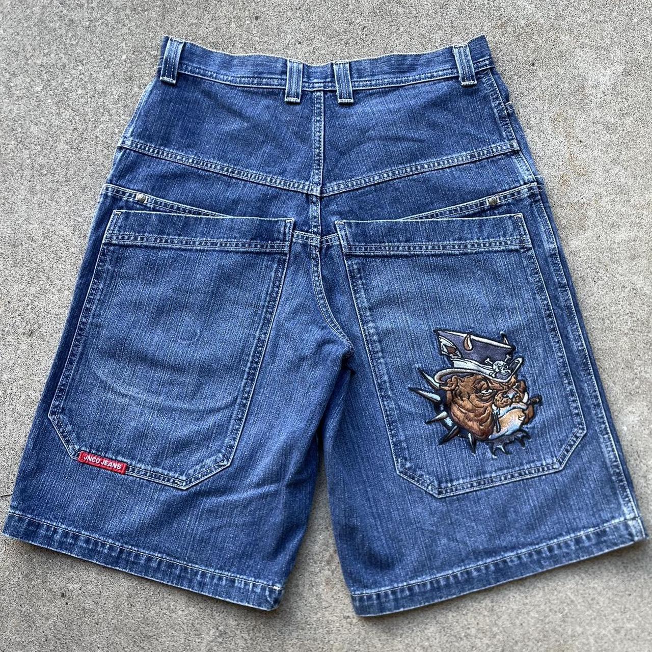 JNCO bulldog embroidered shorts size 32 perfect... - Depop