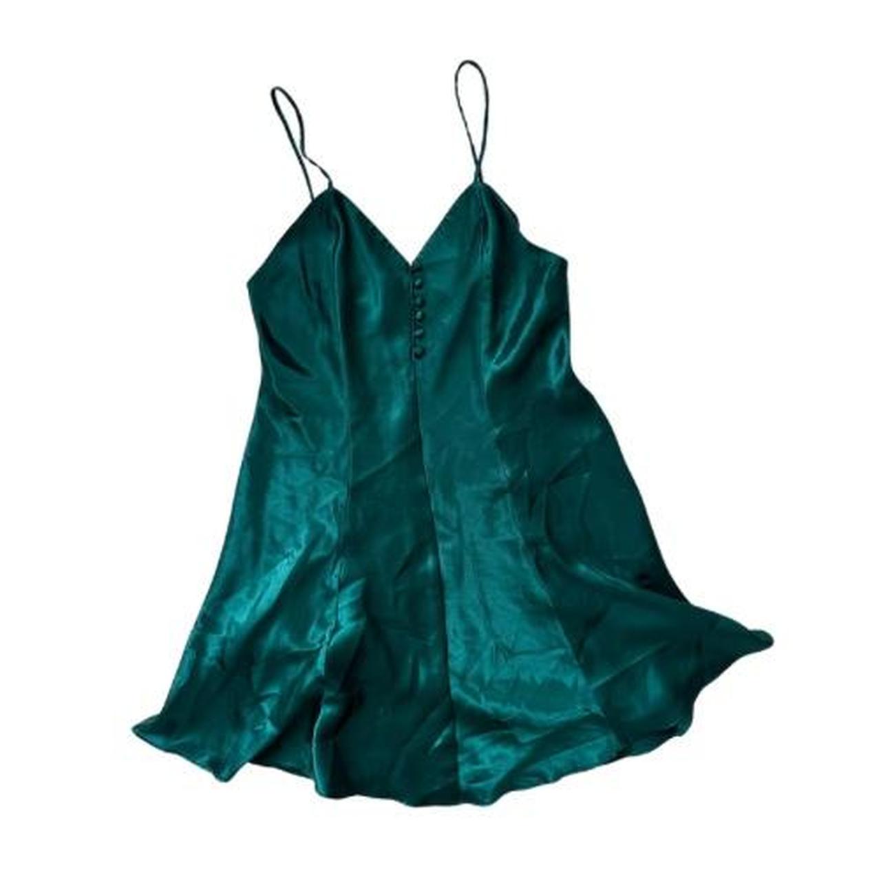 Vintage slip dress in a forest blue green! - Depop