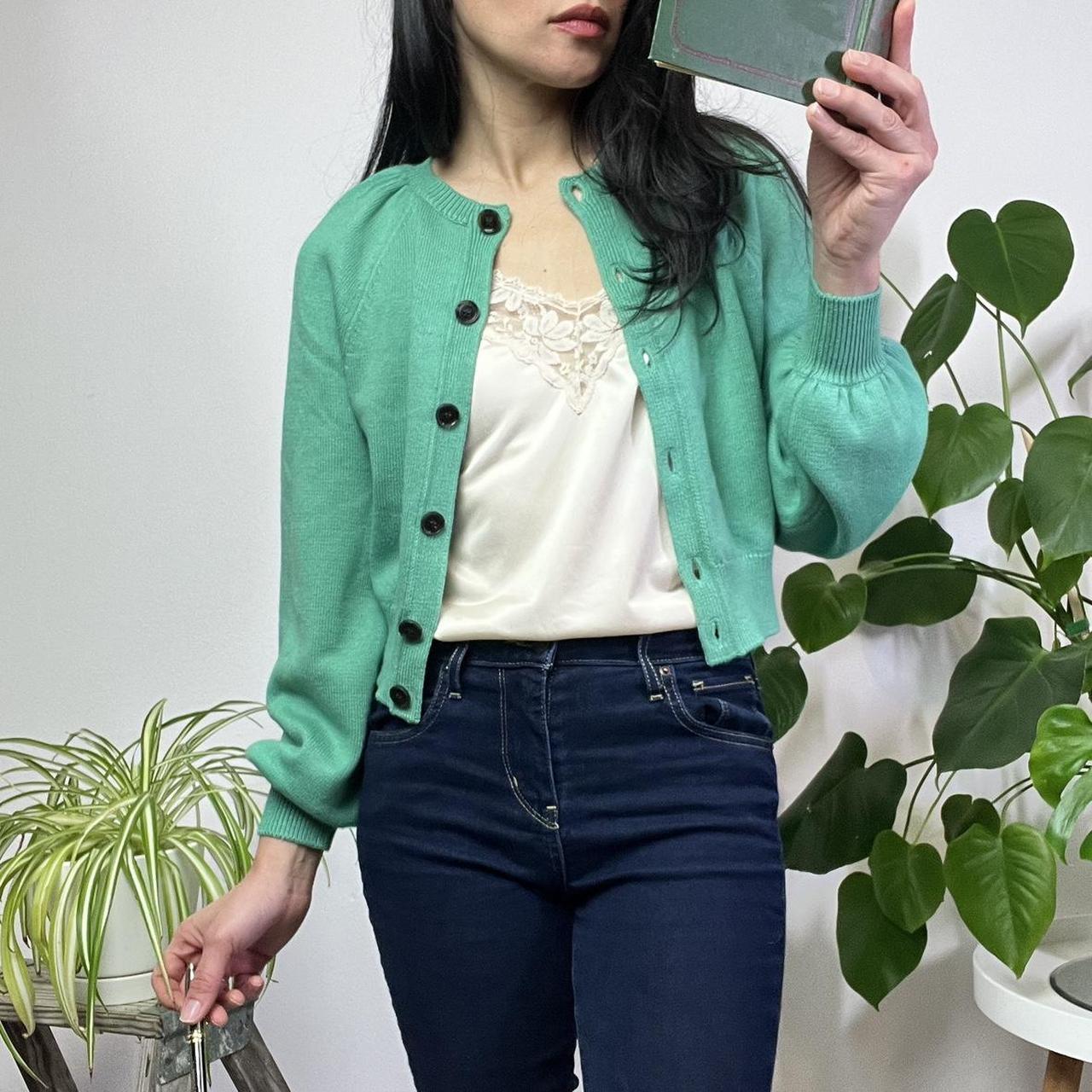 Ann Taylor Cropped Green Cardigan Chic Style