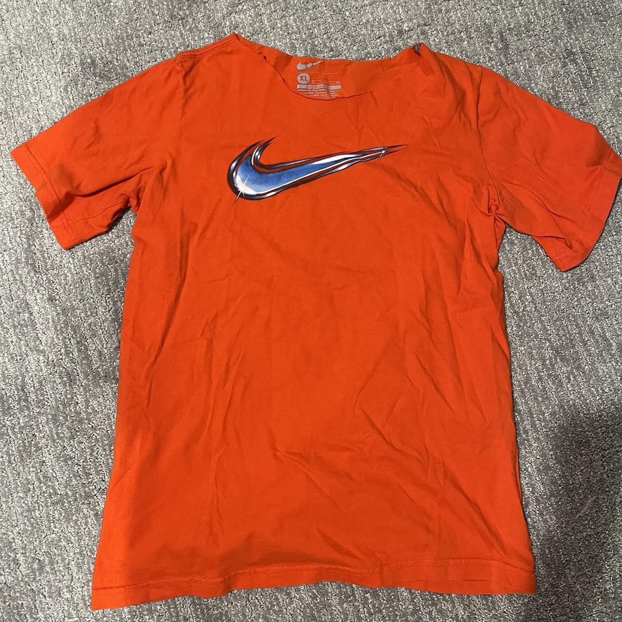 cool airbrush designed orange nike tee shirt cutoff... - Depop