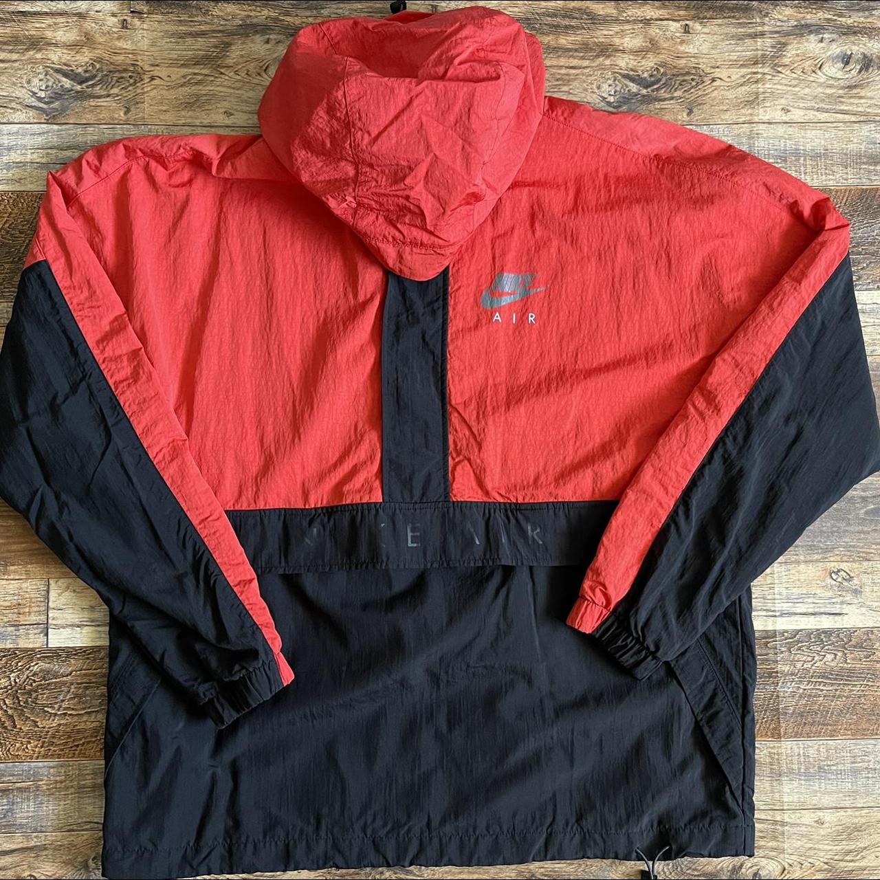 Nike Air Windbreaker Jacket Mens Large Black/ Red... - Depop