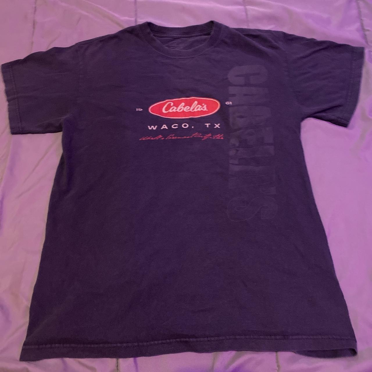 Cabela's Men's Red and Black Tshirt Depop