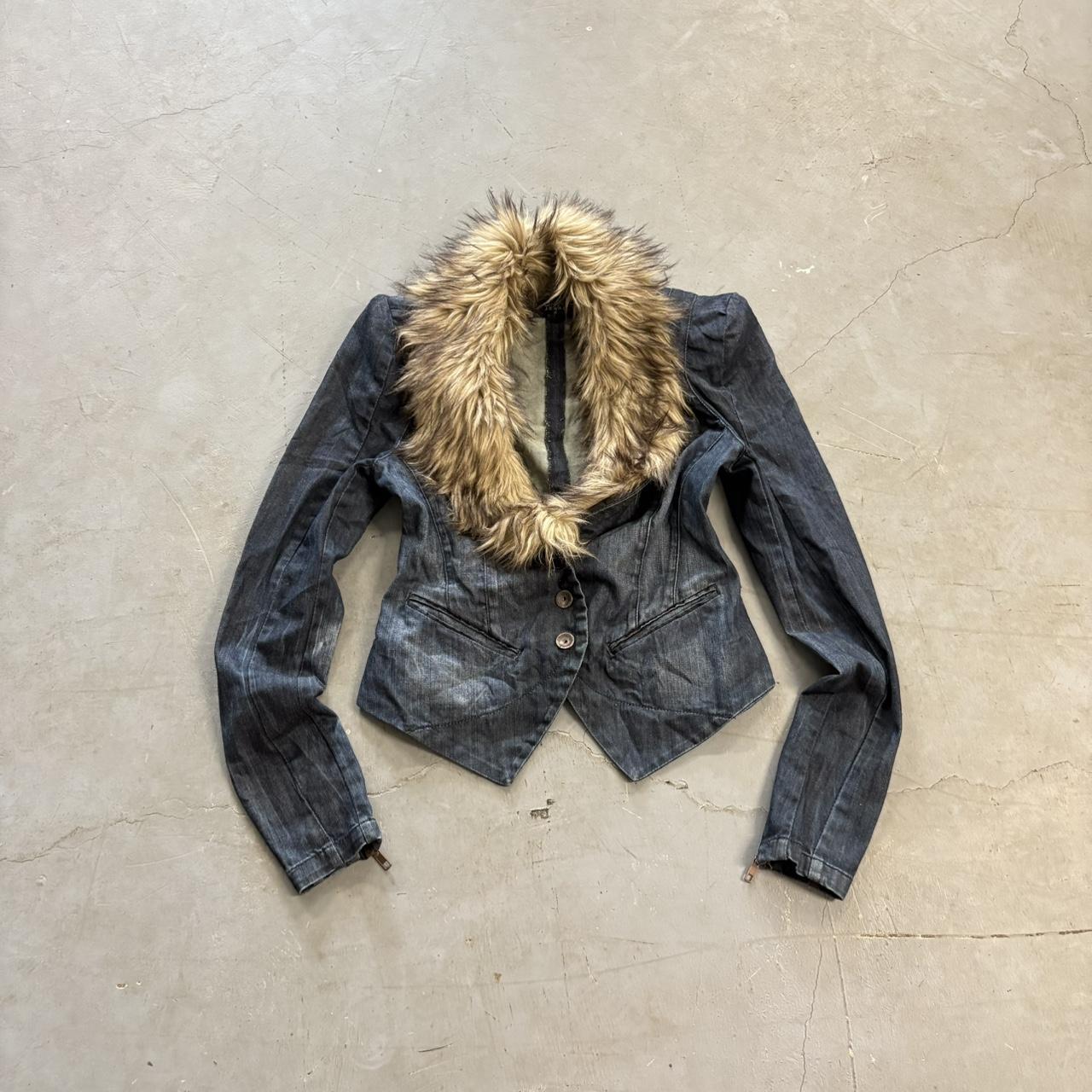ジャケット・アウター archive fur grunge denim jacket y2k LED RECHWE - 00s archive LED RECHWE fur denim jacketの通販