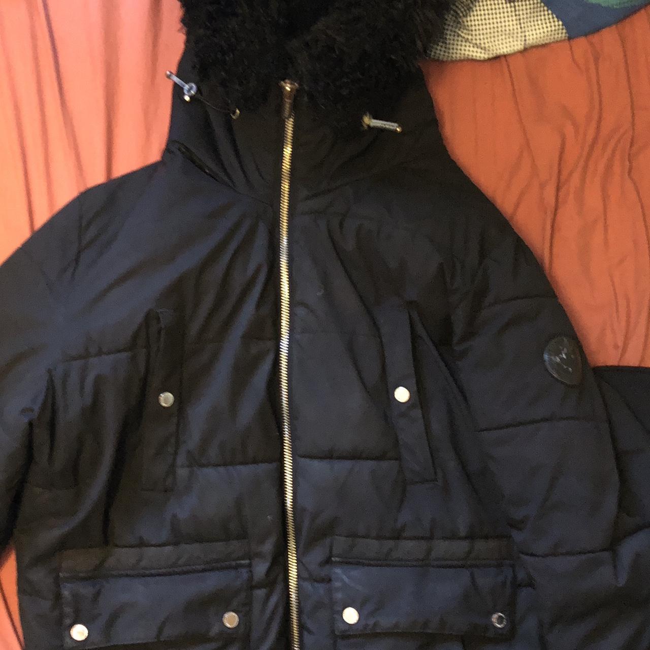 Black/Gold Supply and Demand Puffer Jacket, Worn - Main Image