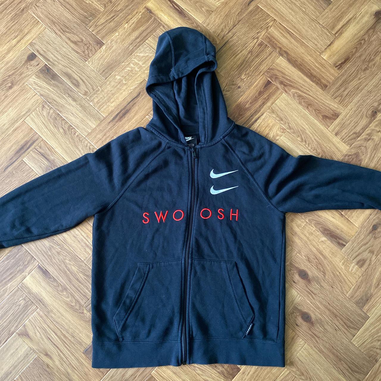 black nike zip up hoodie red tick