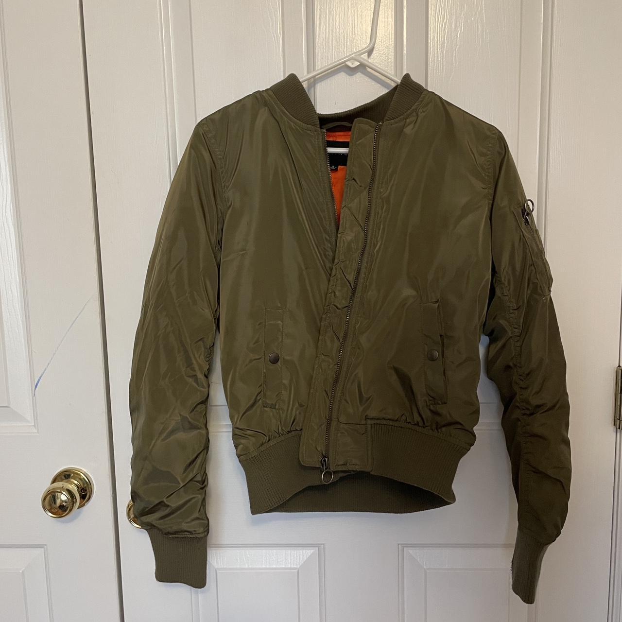 Timing army green bomber jacket with pocket and... - Depop