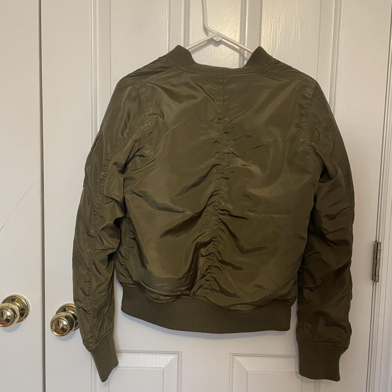 Timing army green bomber jacket with pocket and... Depop