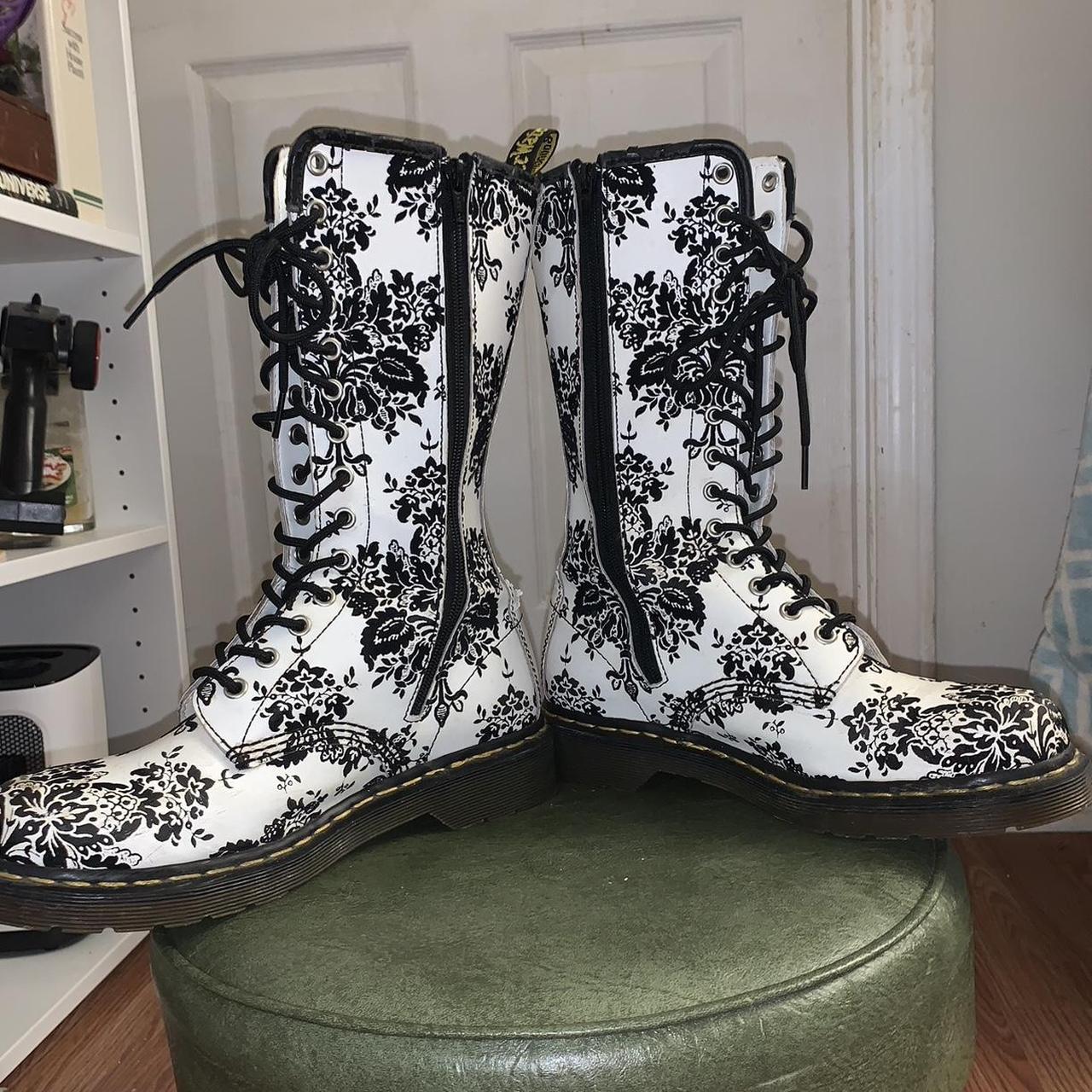 Doc Martens Velvet Floral Brocade Damask Tall 14 Eye Depop