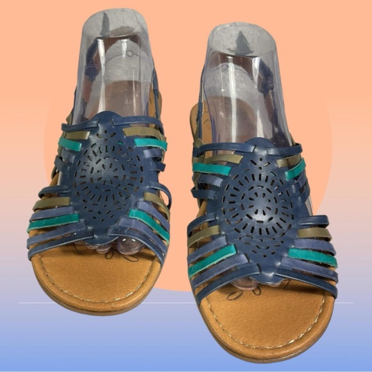 Naturalizer Wendy Huarache Blue Green Woven Sandal