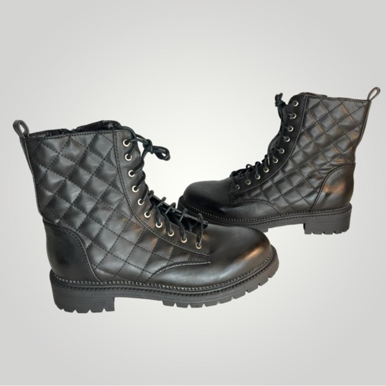 Rock Candy MAX Black Quilted Lace Up Ankle Boots